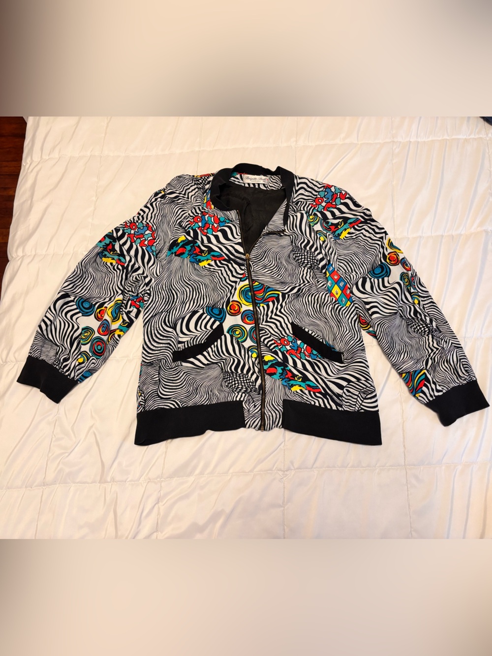 Brigitte Both Coordinates Vintage Abstract Zip Jacket